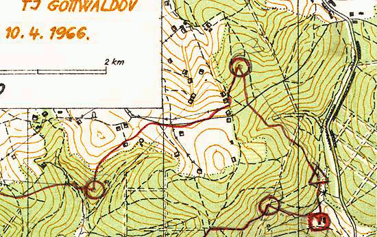 Mapa Putovního zvonce z roku 1966
